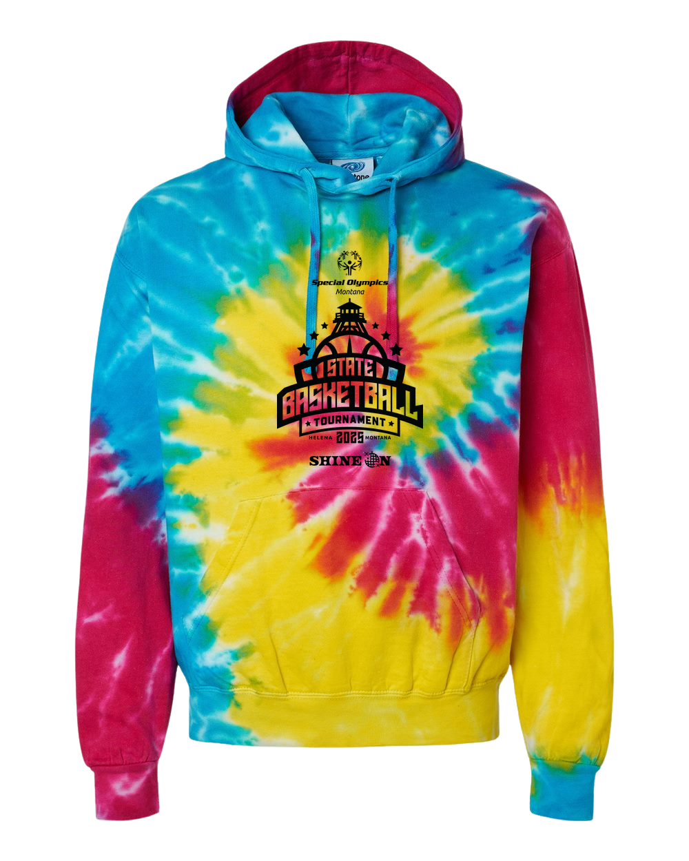 Tie-Dye Pullover Hoodie with 2025 State Basketball Tournament logo-Available Online Only!