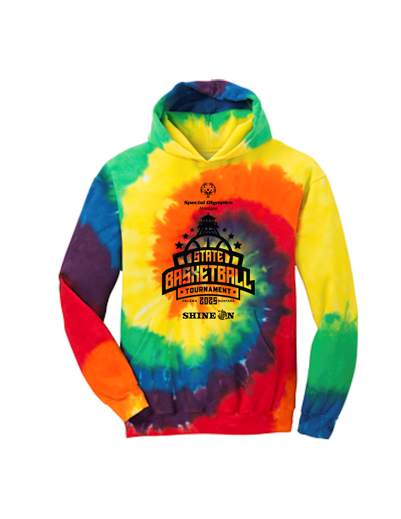 Youth Tie-Dye Pullover Hoodie with 2025 State Basketball Tournament logo-Available Online Only!