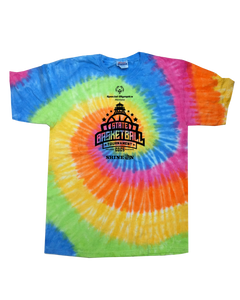 Rainbow Tie-Dye Short Sleeve T-shirt with 2025 State Basketball Tournament logo